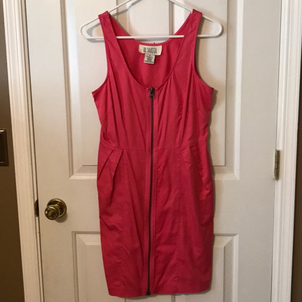 B.B.Dakota Pink Coral Front Zip Dress - Size 6
